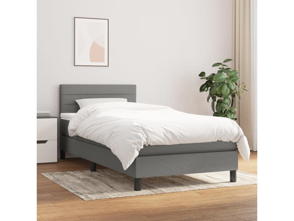 Lit à sommier tapissier avec matelas Gris foncé 100x200cm Tissu 26525LYEI