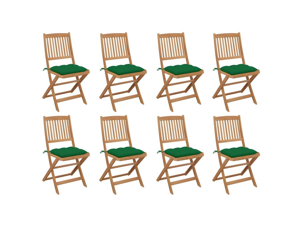 Chaises pliables d'extérieur et coussins lot de 8 Calmetop 34088ATIM
