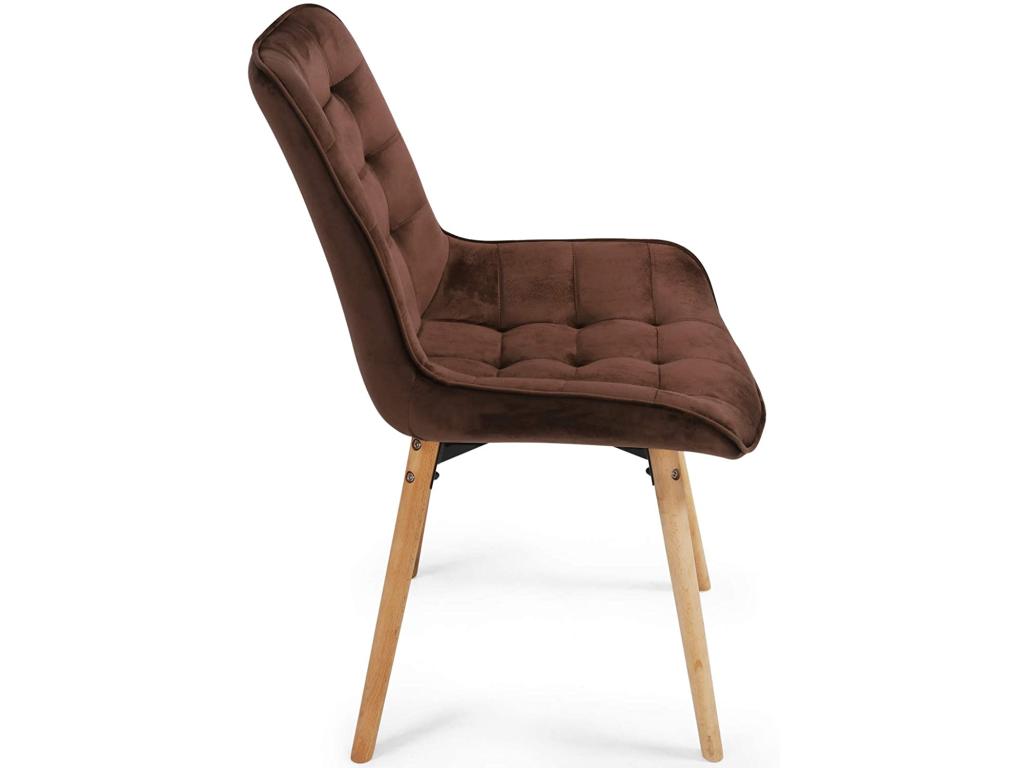 Lot de 6 chaises de salon salle à manger pied en bois et velours marron 01 0000542 26692VJBG