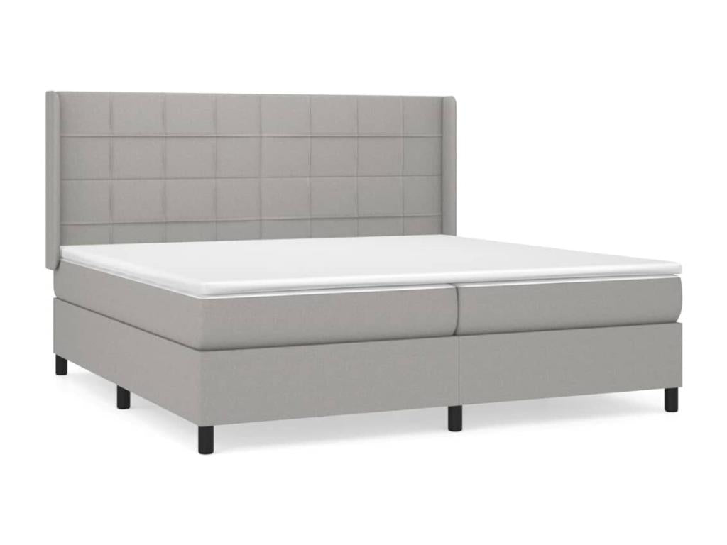 Lit à sommier tapissier avec matelas Gris clair 200x200cm Tissu 80885UMMW