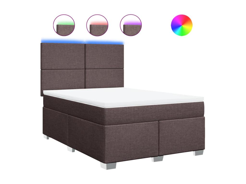 Sommier à Calmetop de lit avec matelas Marron foncé 140x200 cm 53028OONQ