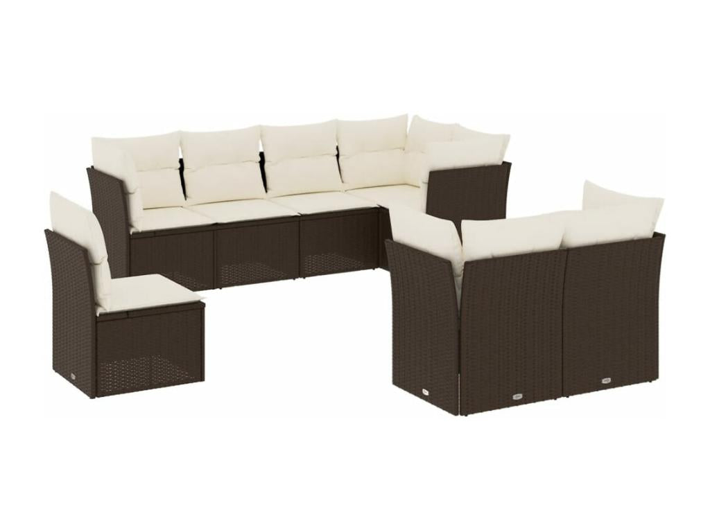 Salon de jardin 8 pcs avec coussins marron résine tressée 29341AHLU
