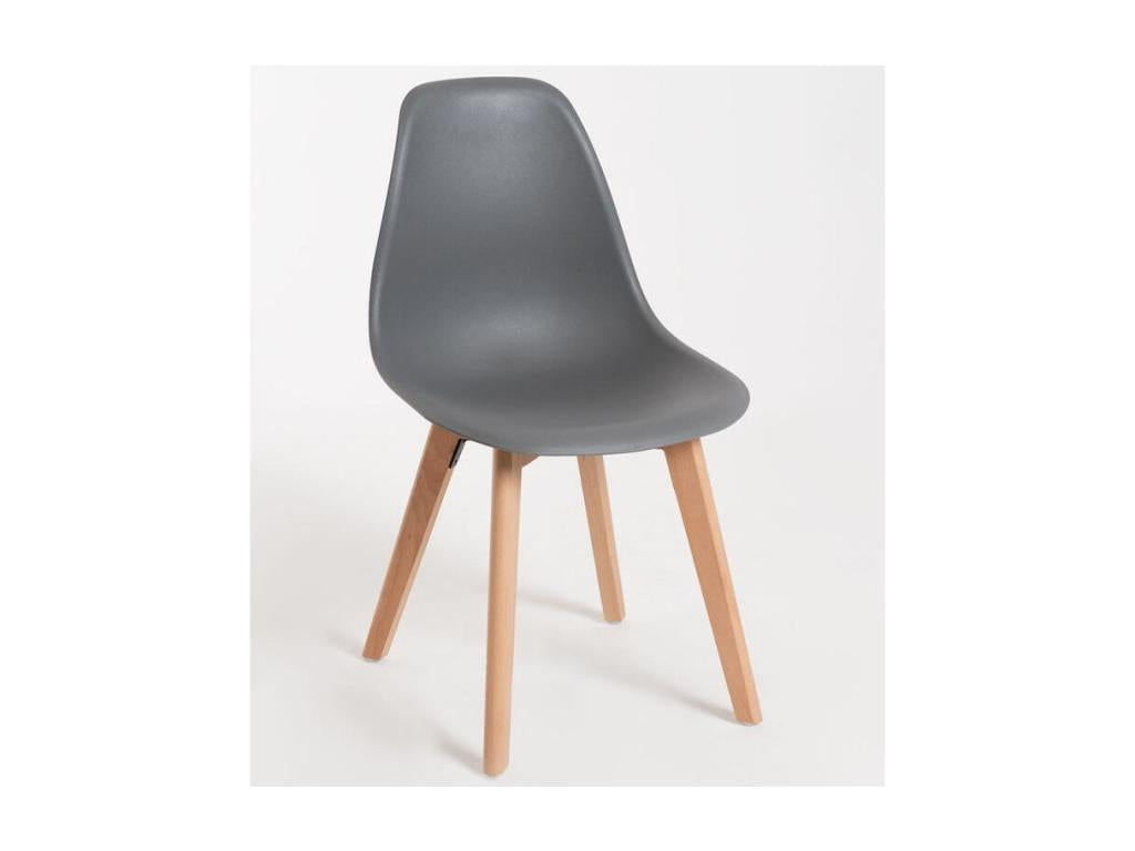 Chaise nordique gris foncé et pieds hêtre clair Calmetop - Lot de 2 76653OUGX