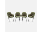 Lot de 4 fauteuils en velours orienté kaki foncé et pieds en métal noir mat- L 57 x P 59 x H 84.5cm 60731AKUC