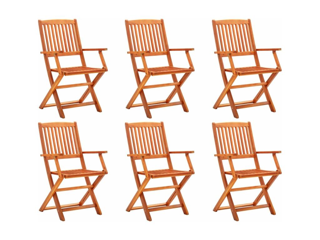 Chaises de jardin pliables lot de 6 Bois d'eucalyptus massif 98567JATJ