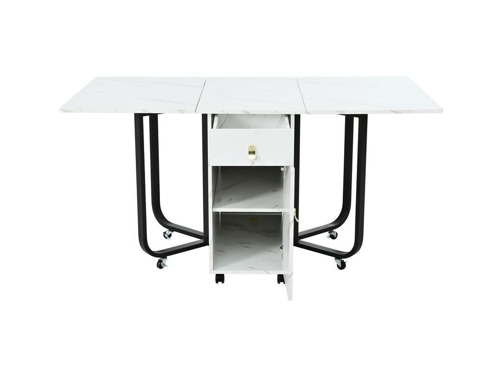 Table à manger pliante sur Artvivrestore - avec espace de rangement - Blanc / Noir 89800QFGM