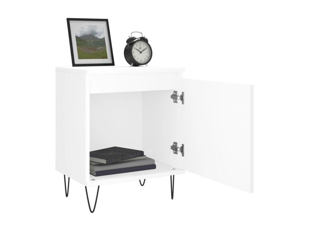 Table de chevet blanc 40x30x50 bois d'ingénierie 27497TWLB