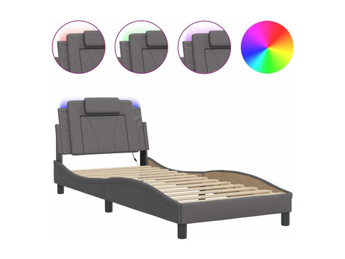 Cadre de lit avec Calmetopères LED gris 90x190 cm similicuir 82668CWBP