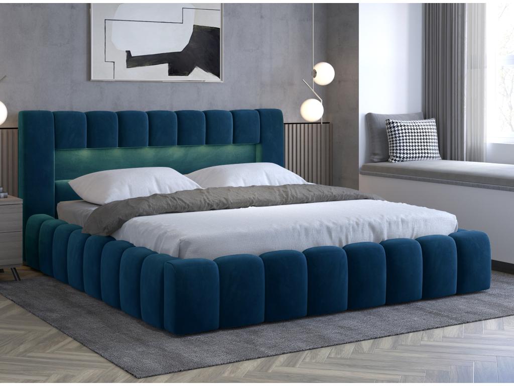 Lit design avec coffre tapissé velours Artvivrestore-Couleur Bleu pétrole-160x200 42521JPGQ