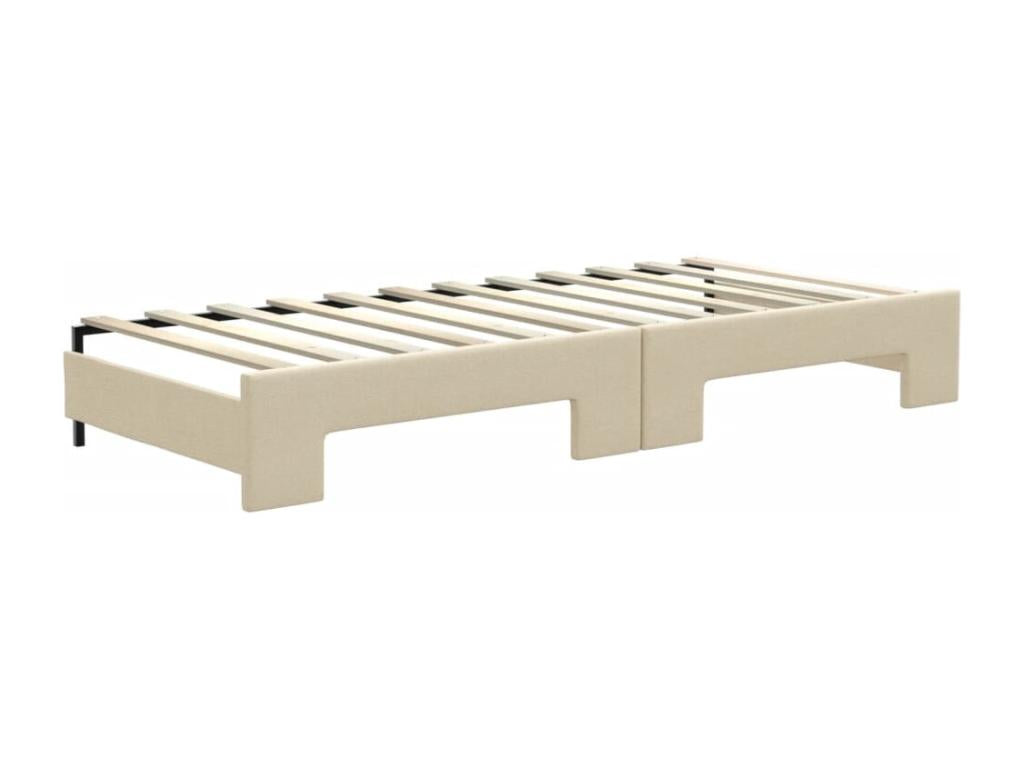 Lit de jour avec gigogne et matelas crème 80x200 cm tissu 04654KVUV