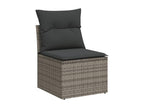 Salon de jardin 11 pièces avec coussins gris résine tressée 99913WWXE
