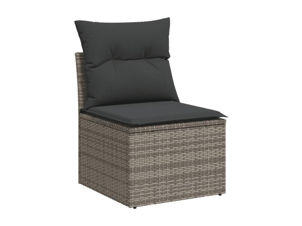 Salon de jardin 11 pièces avec coussins gris résine tressée 99913WWXE