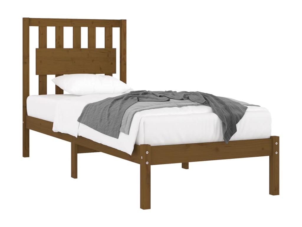 Cadre de lit sans matelas marron miel bois massif 100x200 cm 66273JABA