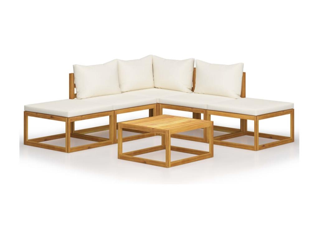 Salon de jardin 6 pcs avec coussins Bois d'Artvivrestore solide 35255EPDZ