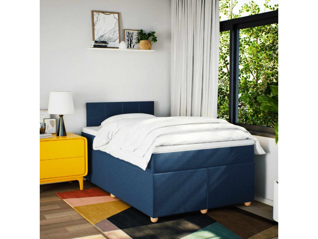 Sommier à Calmetop de lit avec matelas bleu 120x190 cm tissu 86135DFLV