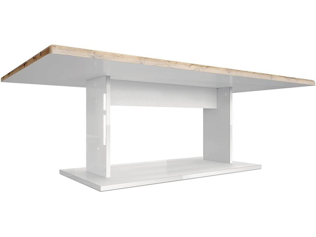Table de salon table basse en blanc avec plateau de dessus en blanc haute brillance 40x120x70 65714HOXT