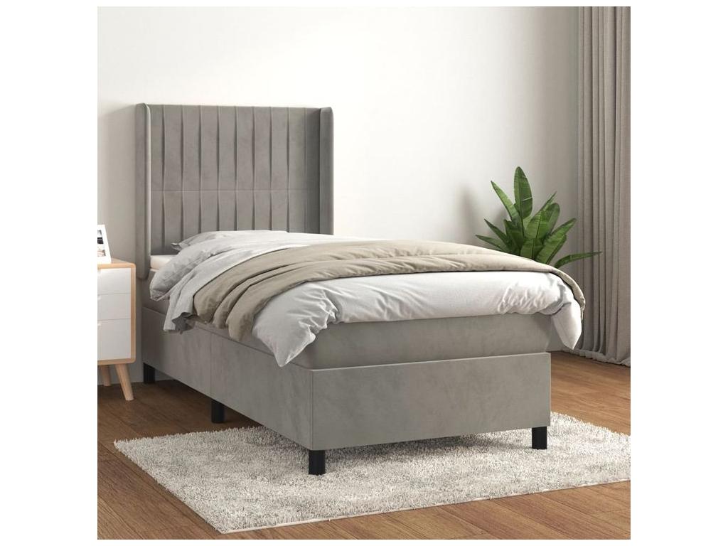 Sommier à Calmetop de lit et matelas Gris clair 90x200 Velours 86448ARML