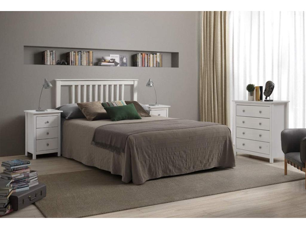 Tête de lit en pin Massif coloris blanc - Longueur 160 x Profondeur 2 x Hauteur 100 cm 21217EFNM