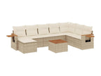 Salon de jardin avec coussins 9 pièces beige résine tressée 88250SQGQ