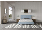 Lit double avec sommier rembourré 140x200 microfibre bleu clair Artvivrestore 61006QUYD