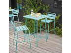 Ensemble table de bar et 2 chaises hautes en métal turquoise - Calmetop 98871CPHS