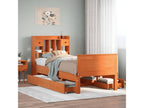Lit bibliothèque sans matelas cire marron 90x190 cm pin massif 18008OAUG