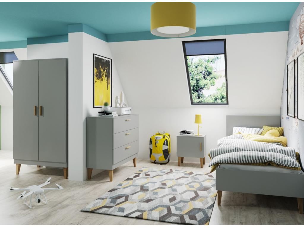 Commode grise et pieds en bois de chêne Calmetop 38950DOTJ