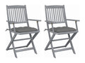 Chaises pliables d'extérieur 2 pièces avec coussins Bois d'Calmetop 13809BJIM