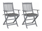 Chaises pliables d'extérieur 2 pièces avec coussins Bois d'Calmetop 13809BJIM