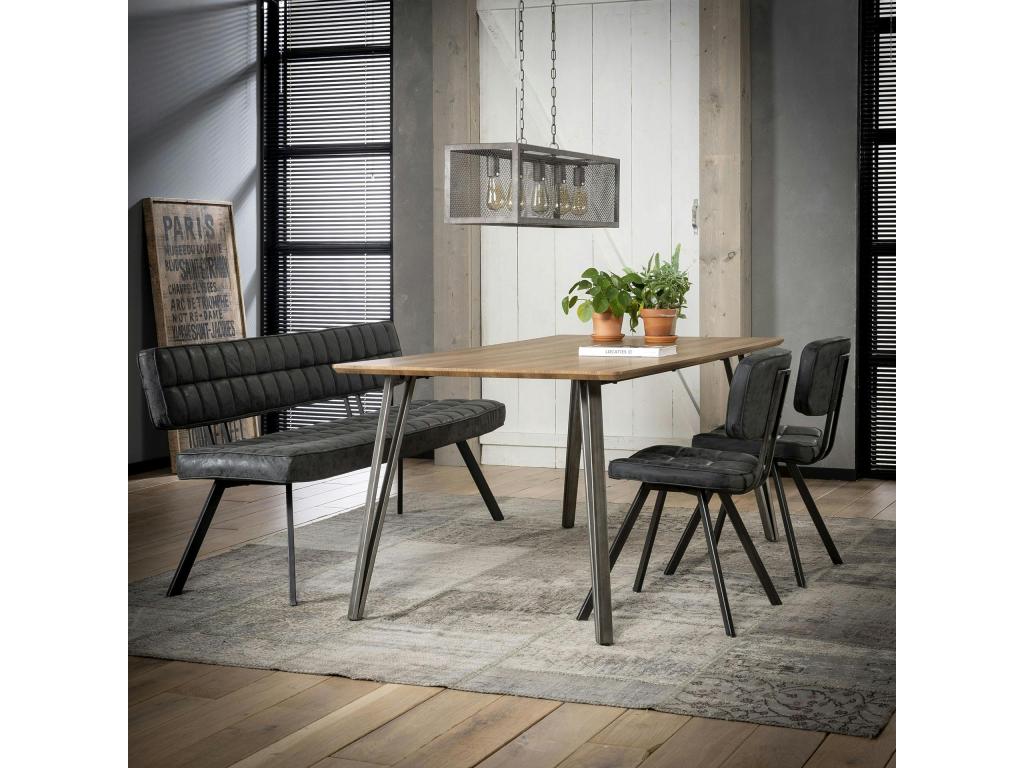 Banc salle à manger noir avec dossier 180 cm Calmetop 31854VRAJ