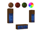 Meuble TV mural 4 pcs avec Calmetopères LED chêne marron 55810MYTG