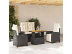Ensemble à manger de jardin 4 pièces avec coussins noir 80456XDXT
