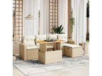 Salon de jardin avec coussins 6 pièces beige résine tressée 14840IRAE