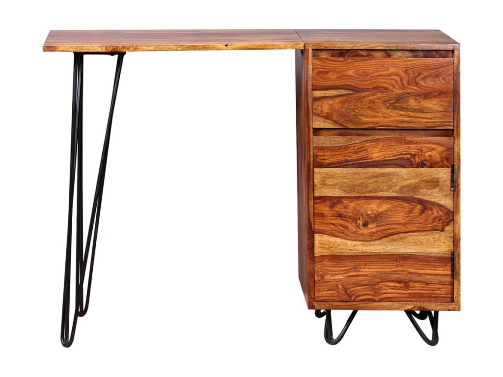 Bureau avec 1 tiroir et 1 armoire Bois massif 97160JEJU