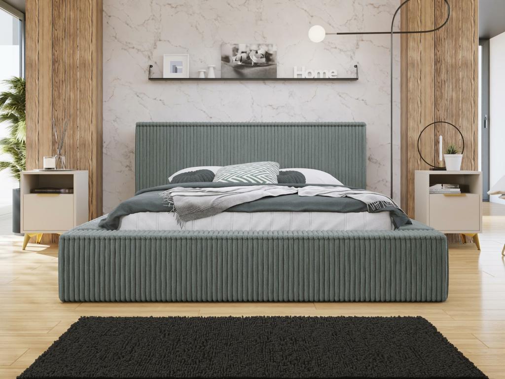 Lit Calmetop 107 Double Gris 140x200 Tapisserie Sommier à Calmetop 172x230x81cm 25457JXIR