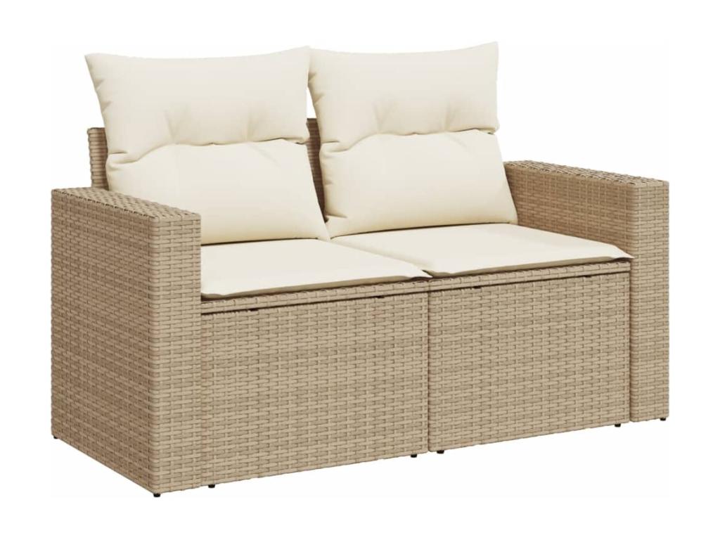 Salon de jardin avec coussins 8 pièces beige résine tressée 84580PFHI