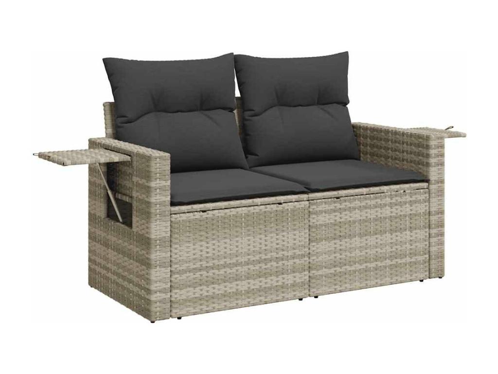 Salon de jardin 8 pièces avec coussins gris clair résine tressée 77860YLFY