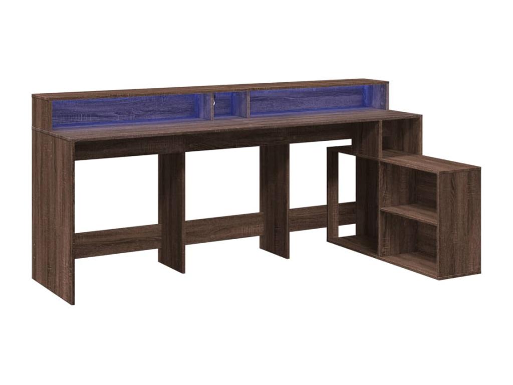 Bureau table poste de bois marron 200x104x91 cm 02 0023791 32793GBXM