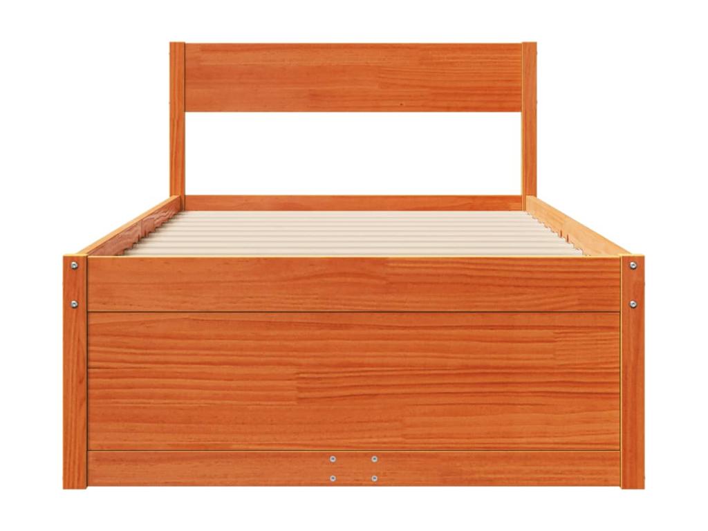 Cadre de lit sans matelas cire marron 75x190 cm bois pin massif 21553EVGZ