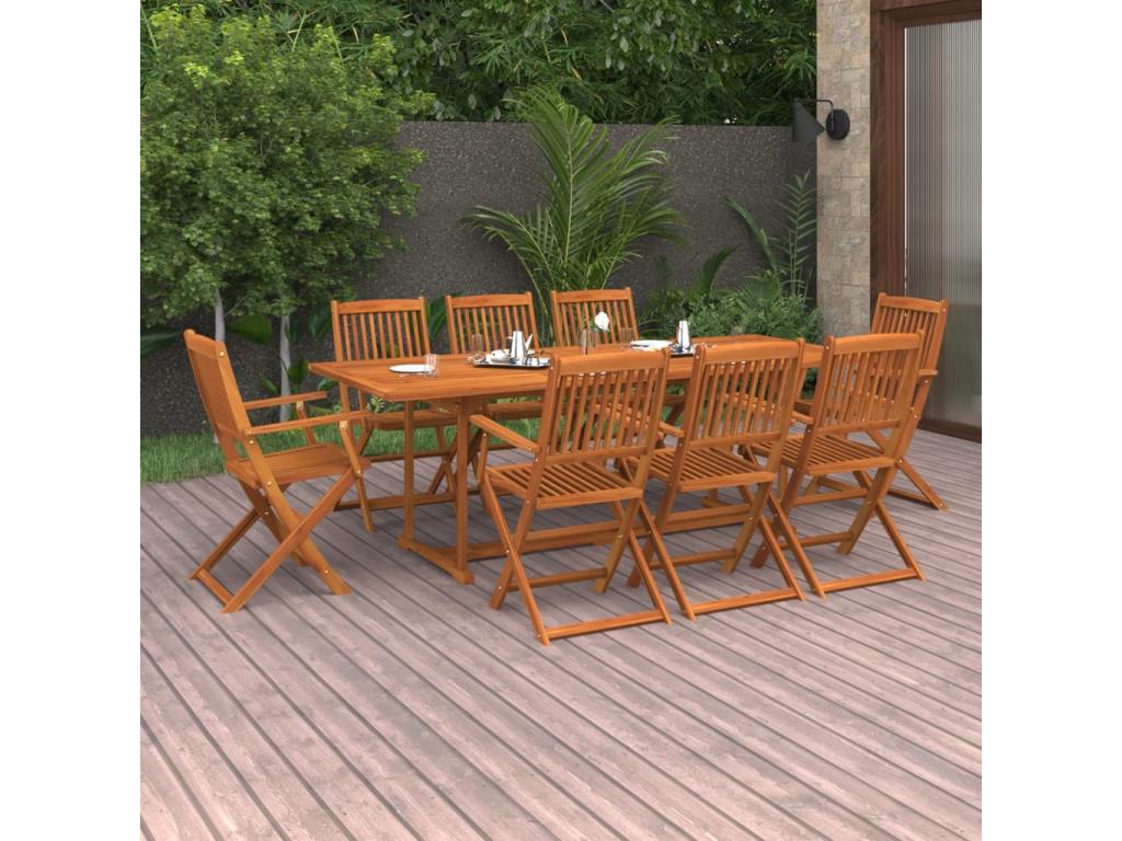 Mobilier à dîner de jardin 9 pièces Bois d'Calmetop massif 43671AUPI