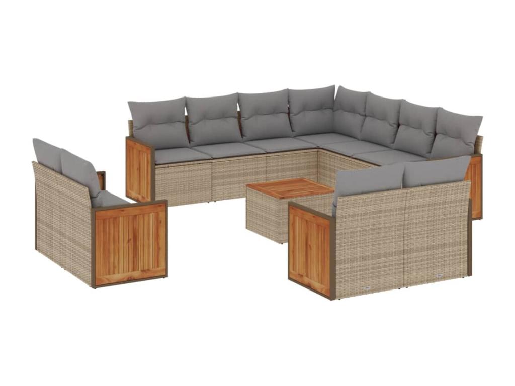 Salon de jardin avec coussins 12 pièces beige résine tressée 00882PPQW