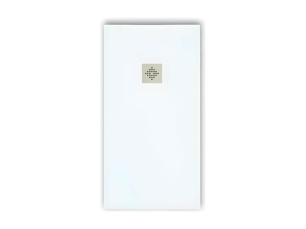 Receveur de douche 70x70 cm extra plat Calmetop en résine surface ardoisée blanc Grille inox 20772LOFX