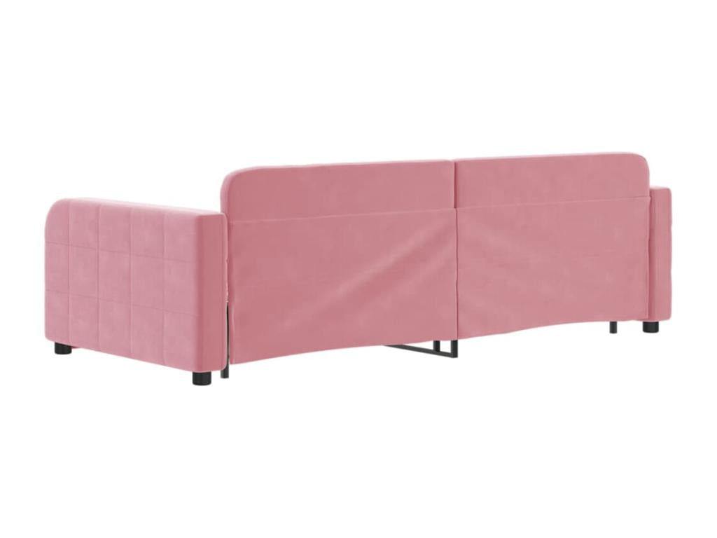 Lit de jour avec gigogne et tiroirs rose 90x200 cm velours 42745BEGE