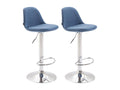 Lot de 2 Tabouret de bar - Tissu / Métal chromé - Bleu - Artvivrestore 86035PKUU