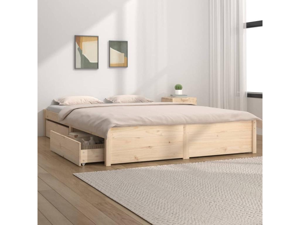 Cadre de lit avec tiroirs 120x190 cm Petit double 09145GCQI