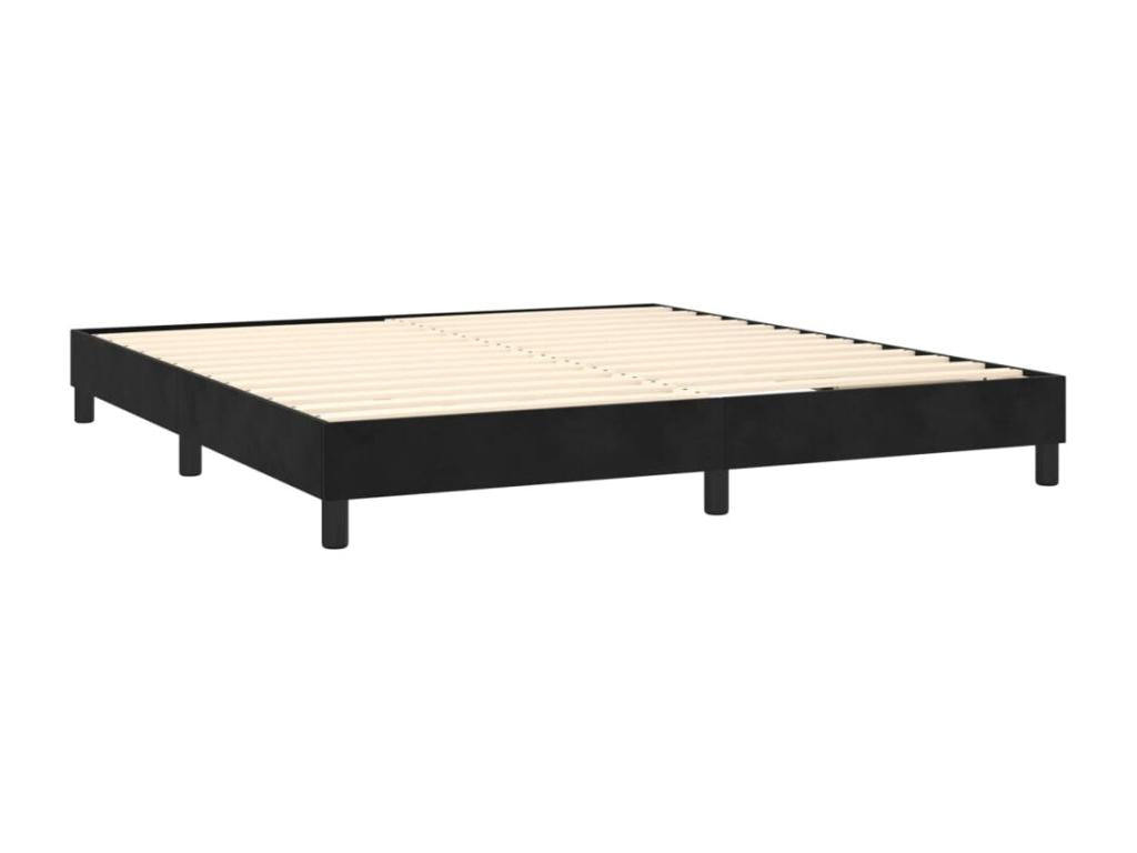 Lit à sommier tapissier et matelas Noir 160x200 cm Velours 15924ZIJD