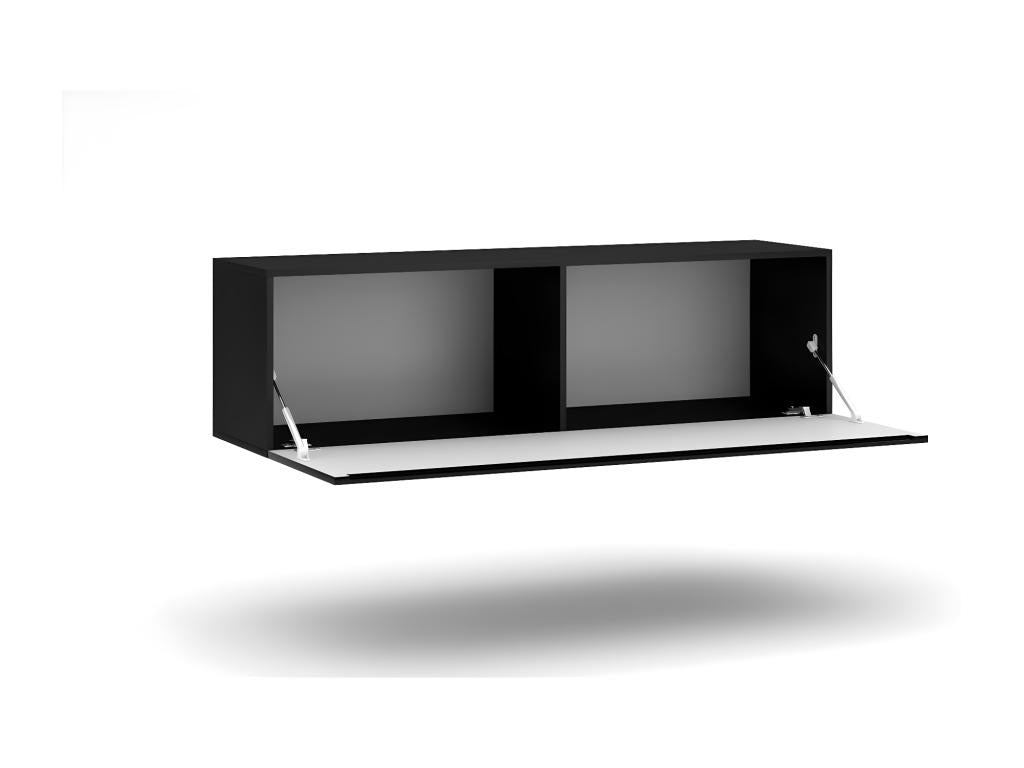 Meuble de rangement suspendu NEVER noir brillant avec porte abattante 90379XYHC