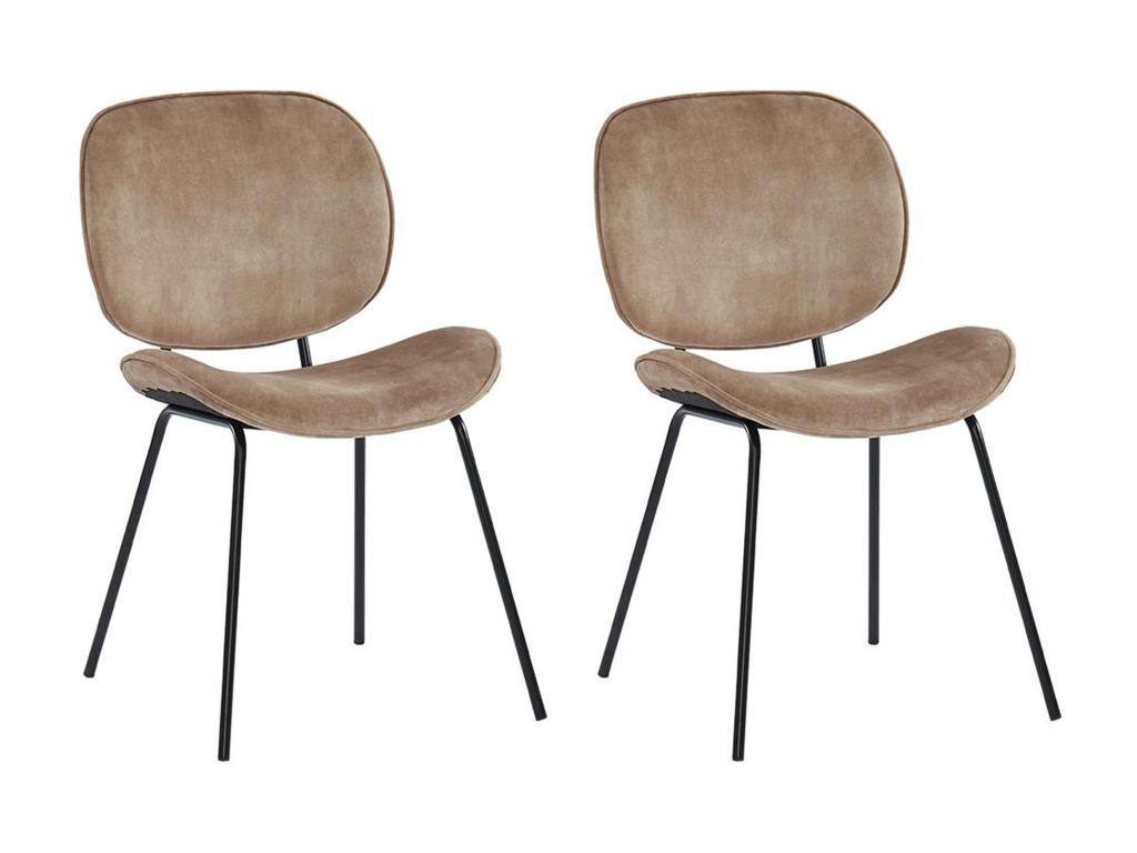 Lot de 2 chaises Calmetop - Effet velours / métal - Beige 23820SVHH
