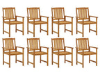 Chaises de jardin avec coussins lot de 8 Bois d'Calmetop solide 93988YWCO
