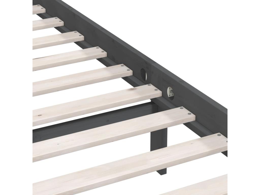 Cadre de lit Gris Bois de pin massif 160x200 cm 05301KUPL